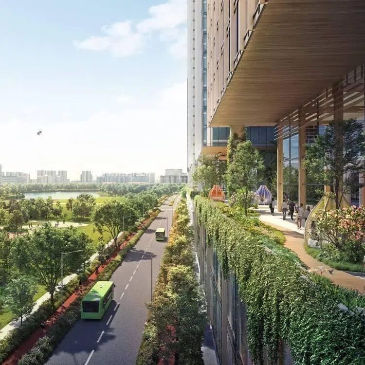An artist’s impression of the new precinct in Jurong Lake District.
