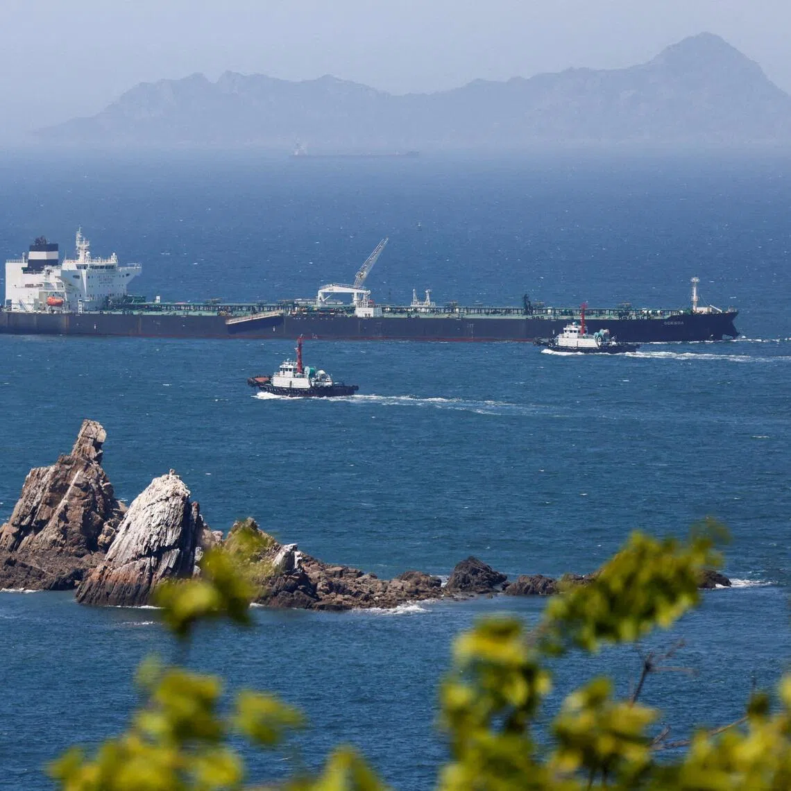 A crude oil tanker at a port in South Korea in May. South Korea has diversified its crude streams, on top of increased purchases of US crude.