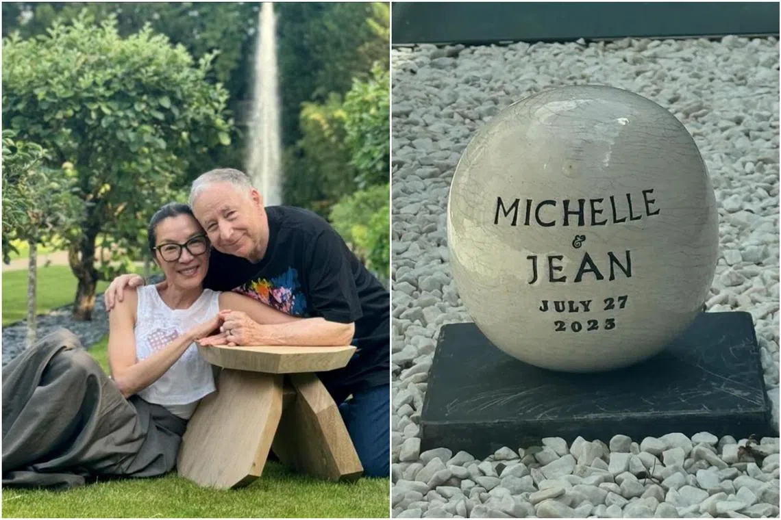 Michelle Yeoh shared a photo of a stone engraved with the couple’s names and their wedding date on social media on July 28.