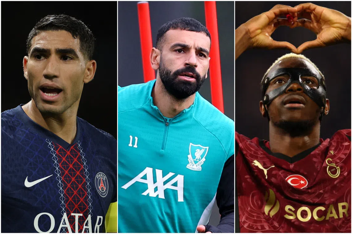 (From left) Achraf Hakimi, Mohamed Salah and Victor Osimhen were shortlisted for the 2025 African men’s player of the year award.