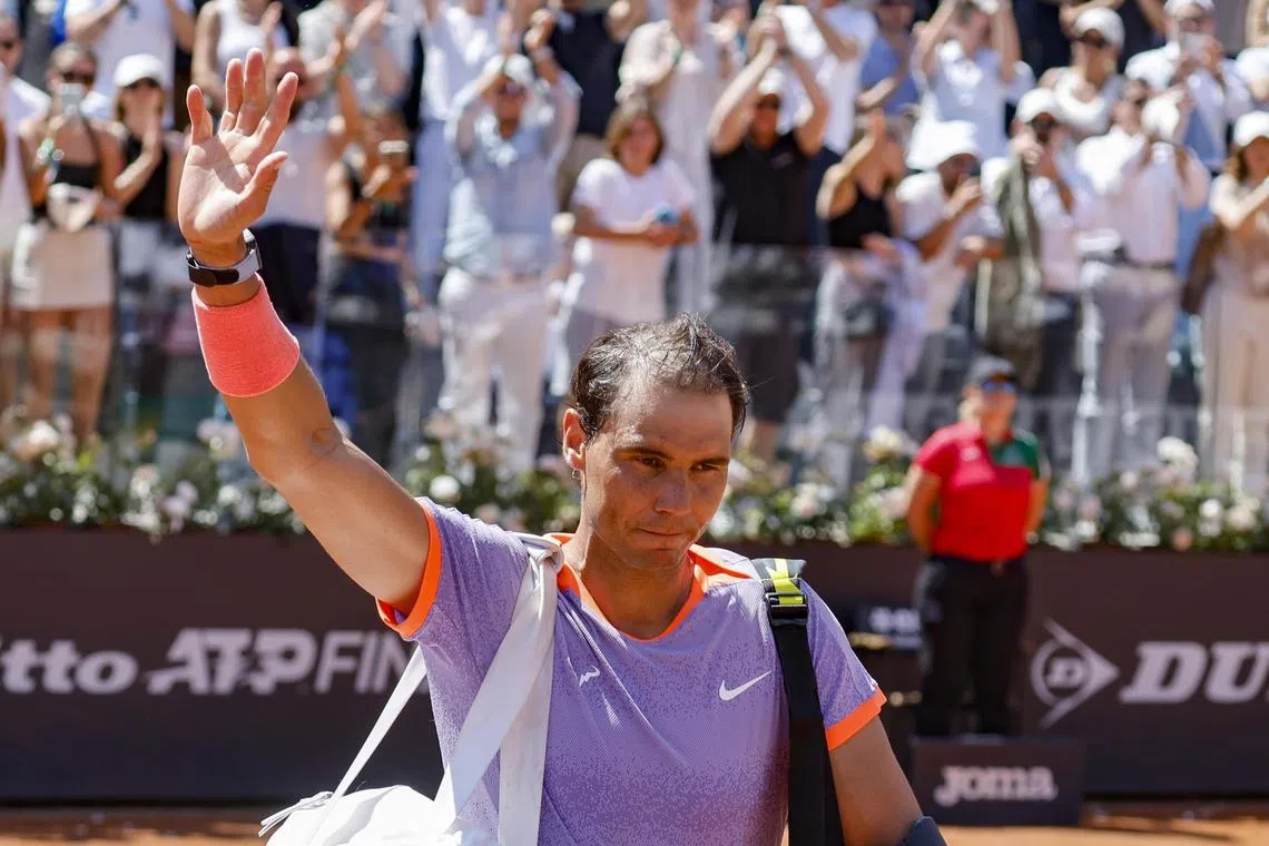 Spain's Rafael Nadal was eliminated in the second round in Rome, 6-1, 6-3, by Poland’s Hubert Hurkacz.