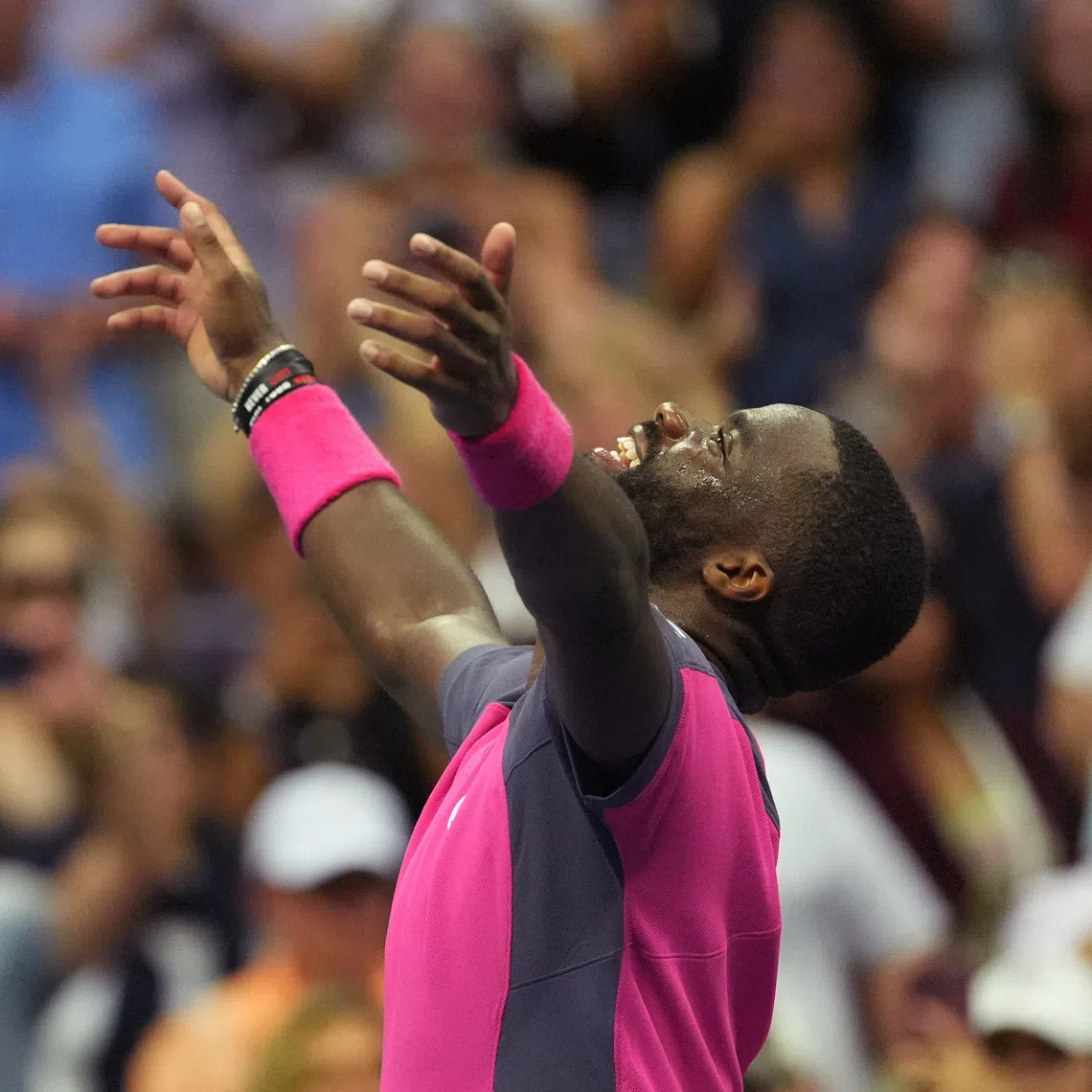 Tennis - U.S. Open - Flushing Meadows, New York, United States - September 8, 2026 Frances Tiafoe of the U.S. celebrates winning his quarter-final match against Alex Michelsen of the U.S. IMAGN IMAGES via Reuters/Robert Deutsch