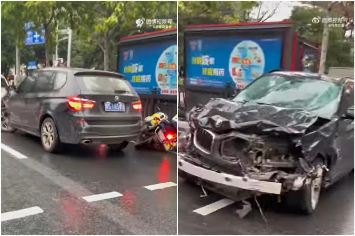 Surveillance camera videos show the Guangdong native driving his BMW SUV into a crowd of people at a zebra crossing.