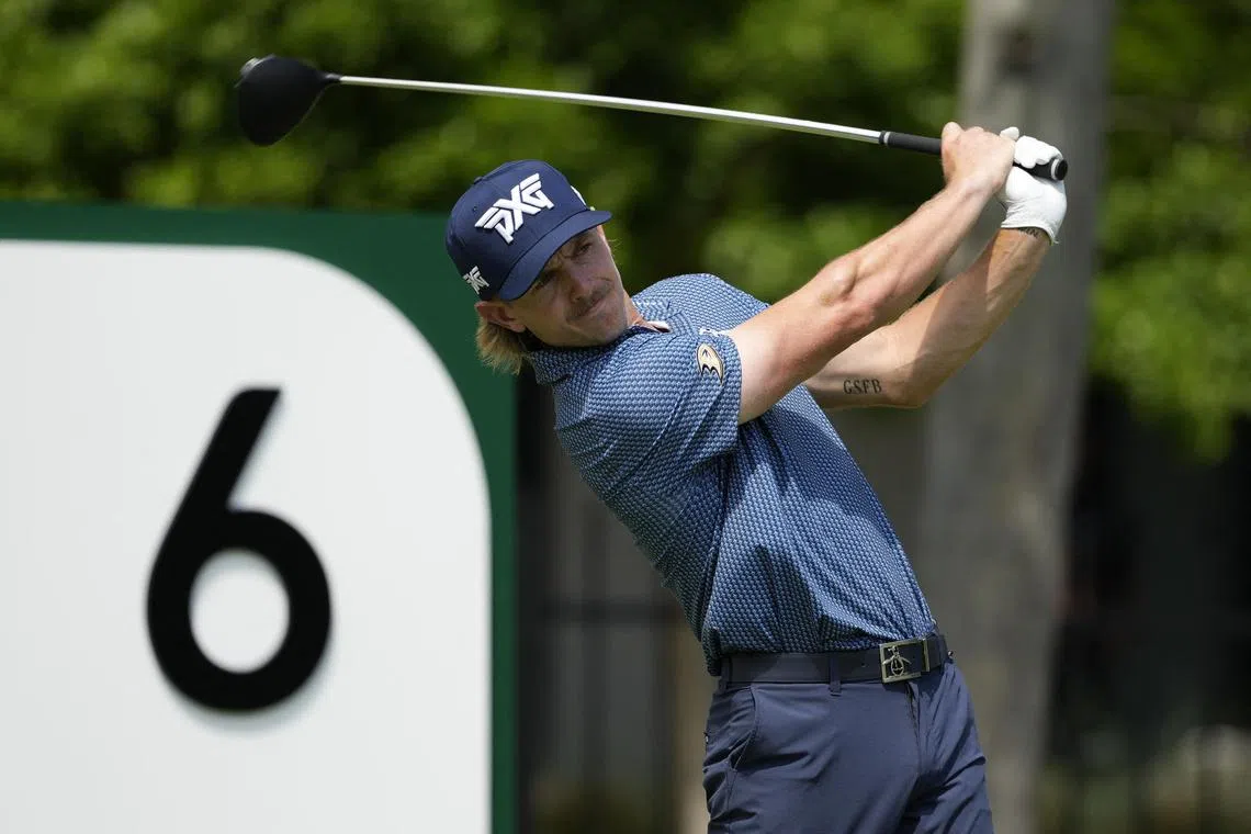 Jake Knapp plays his shot from the sixth tee during the second round of the CJ Cup Byron Nelson tournament.