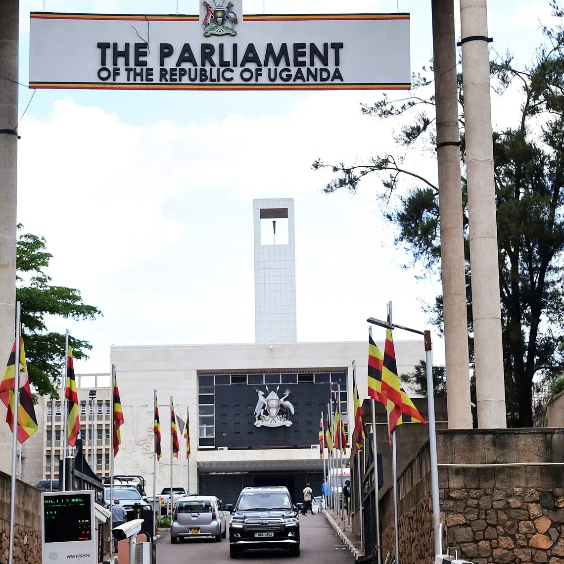 FILE PHOTO: A general view shows the entrance to the Ugandan Parliament building in Kampala, Uganda May 2, 2023. REUTERS/Abubaker Lubowa/ File Photo