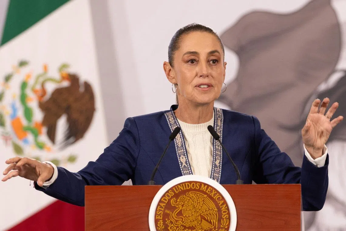 Mexican President Claudia Sheinbaum speaks during her daily morning press conference, at the National Palace in Mexico City, Mexico, February 4, 2026. REUTERS/Quetzalli Nicte-Ha