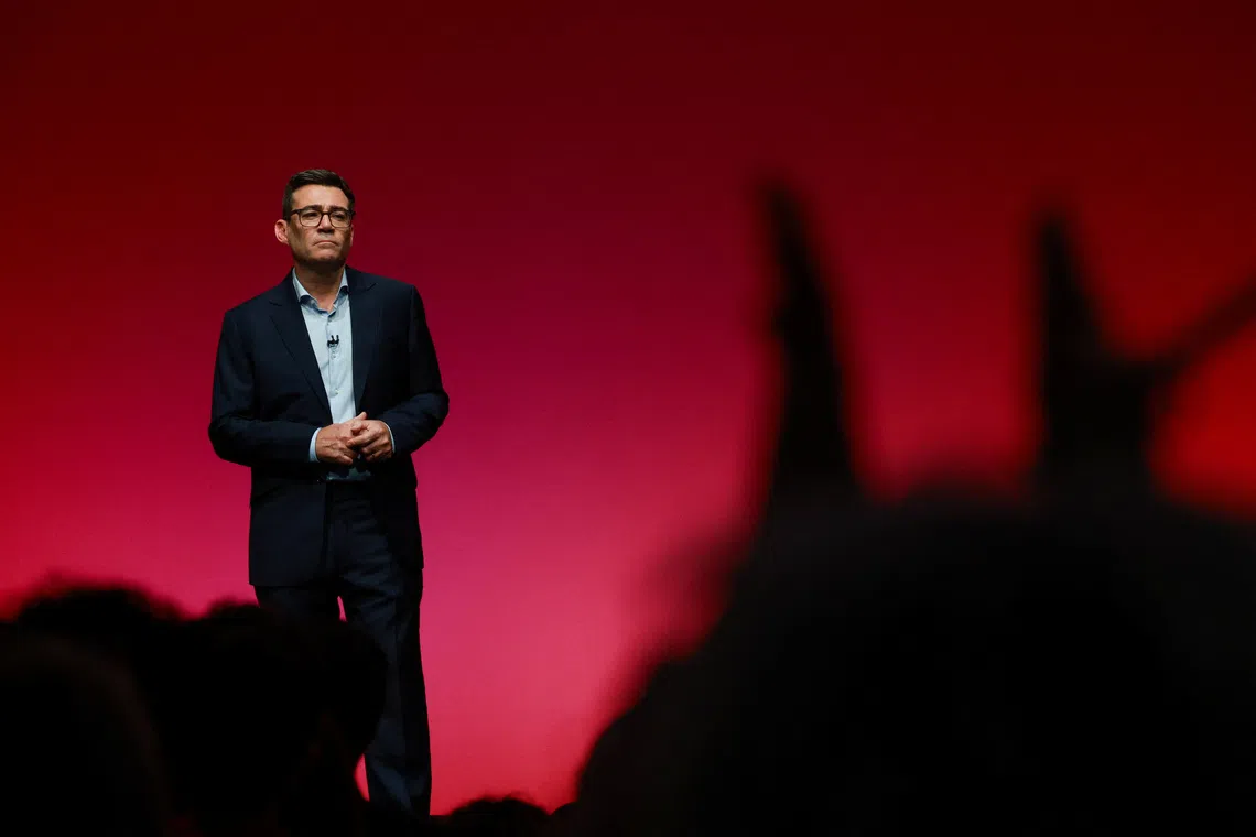 British Prime Minister Andy Burnham on stage at the Labour Party's annual conference in Liverpool, Britain, September 29, 2026. REUTERS/Temilade Adelaja