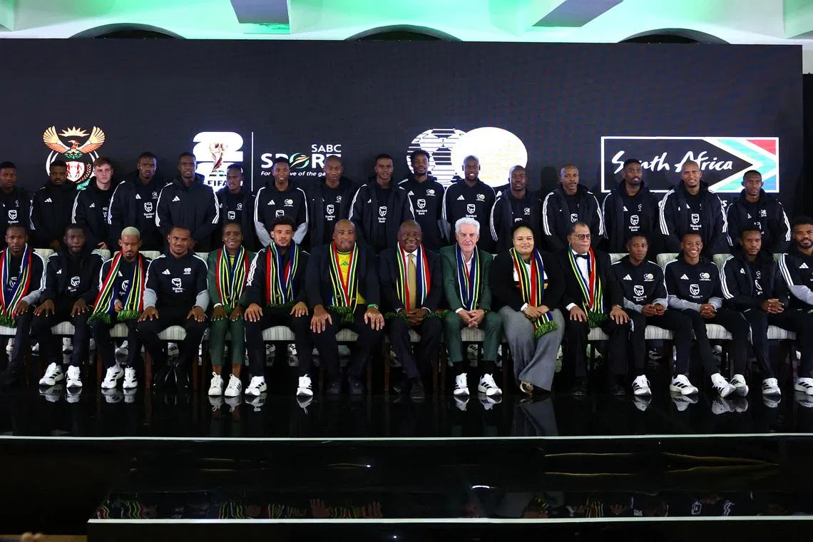 FILE PHOTO: Soccer Football -FIFA World Cup 2026 - South Africa coach Hugo Broos announces his World Cup squad - Sefako Makgatho Presidential Guest House, Pretoria, South Africa - May 27, 2026 REUTERS/Siphiwe Sibeko/File Photo