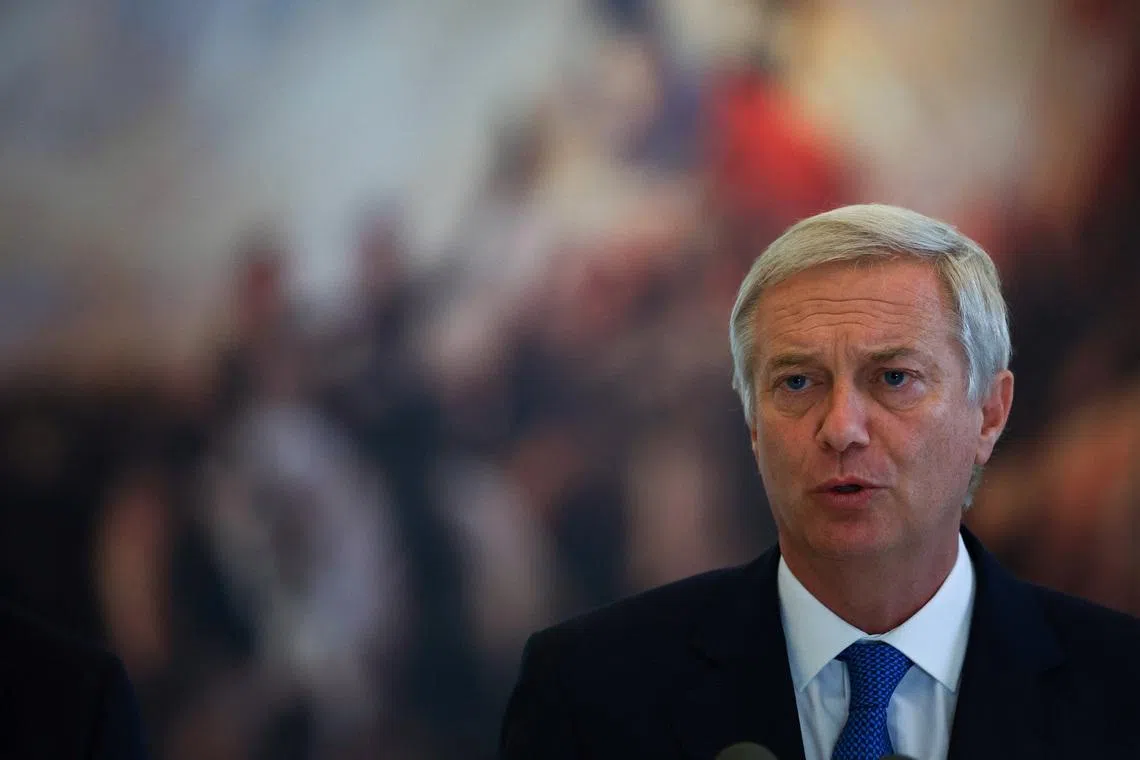 Chile's President Jose Antonio Kast attends a press conference at the Chilean embassy in Buenos Aires, Argentina April 6, 2026. REUTERS/Agustin Marcarian