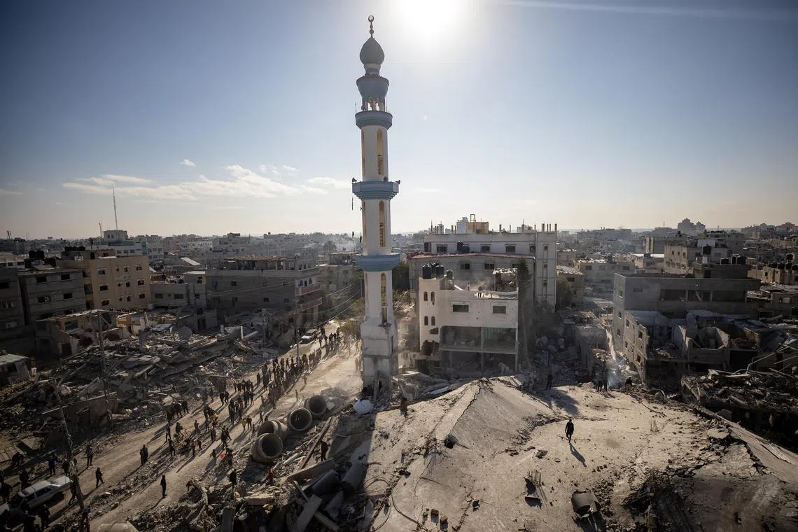 An Israeli strike on Feb 21, 2024 flattened the Al-Farouk mosque in Rafah city, in southern Gaza.