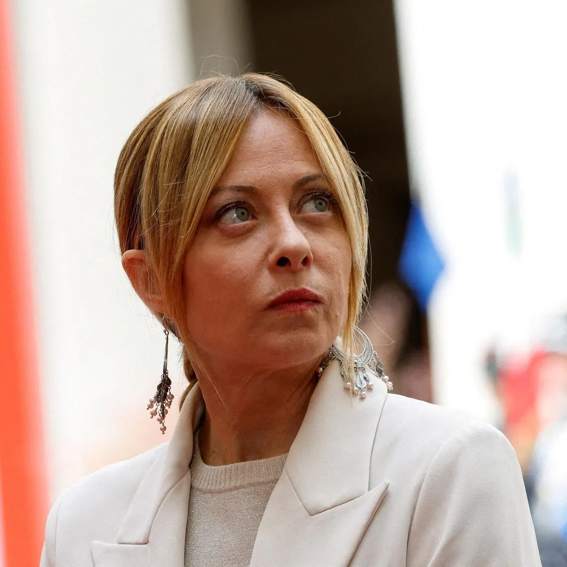 FILE PHOTO: Italian Prime Minister Giorgia Meloni looks on, the day she meets the prime minister of Libya's U.N.-recognised Government of National Unity, Abdulhamid Dbeibah (not pictured) at Chigi Palace, in Rome, Italy, May 7, 2026. REUTERS/Remo Casilli/File Photo
