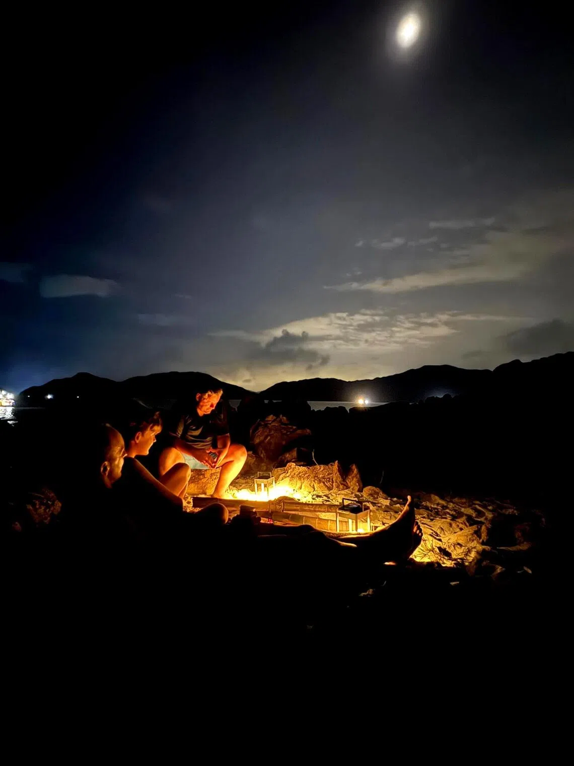 Hong Kong, beach, camping, night time