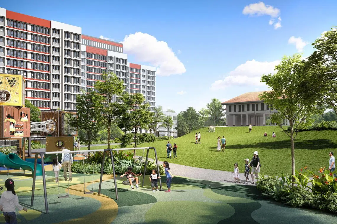 Artist's Impression of new park in Chencharu incorporating existing bungalow atop a small hill.

