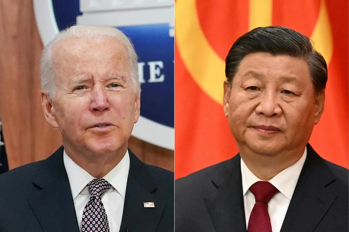 Mr Biden (left) called Mr Xi a “dictator” in June, and earlier this month described China as a “ticking time bomb”, due to its economic problems.