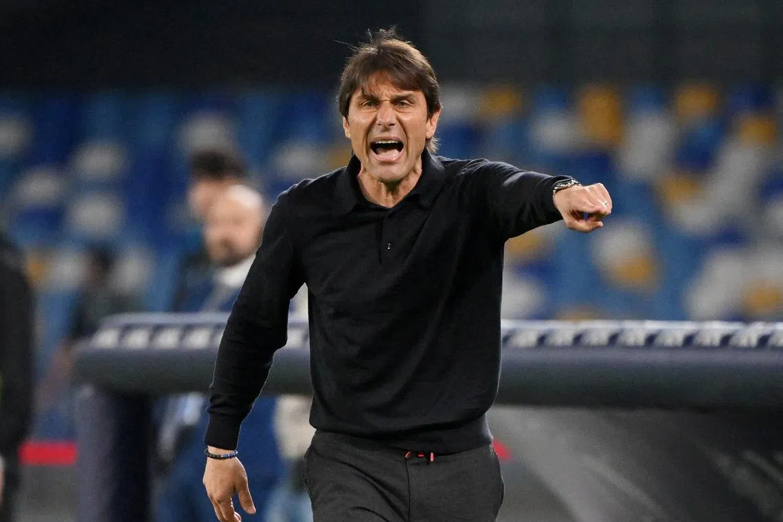 FILE PHOTO: Soccer Football - Serie A - Napoli v Genoa - Stadio Diego Armando Maradona, Naples, Italy - May 11, 2025 Napoli coach Antonio Conte reacts REUTERS/Alberto Lingria/File Photo