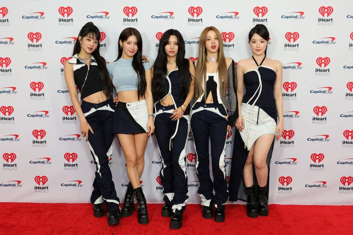 (L-R) Minnie, Miyeon, Soyeon, Yuqi and Shuhua of (G)I-dle attend iHeartRadio z100's Jingle Ball 2023 at Madison Square Garden on Dec 08, 2023 in New York City.   