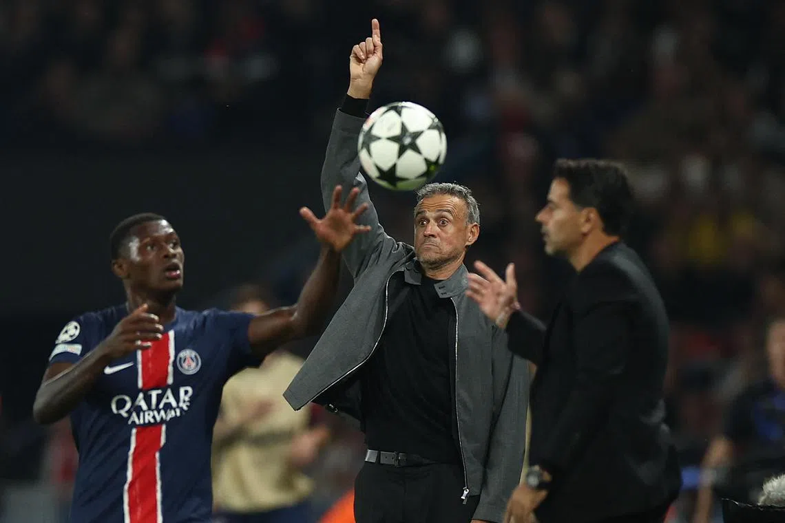 Paris Saint-Germain coach Luis Enrique reacts from the technical area during the Champions League clash against Girona.