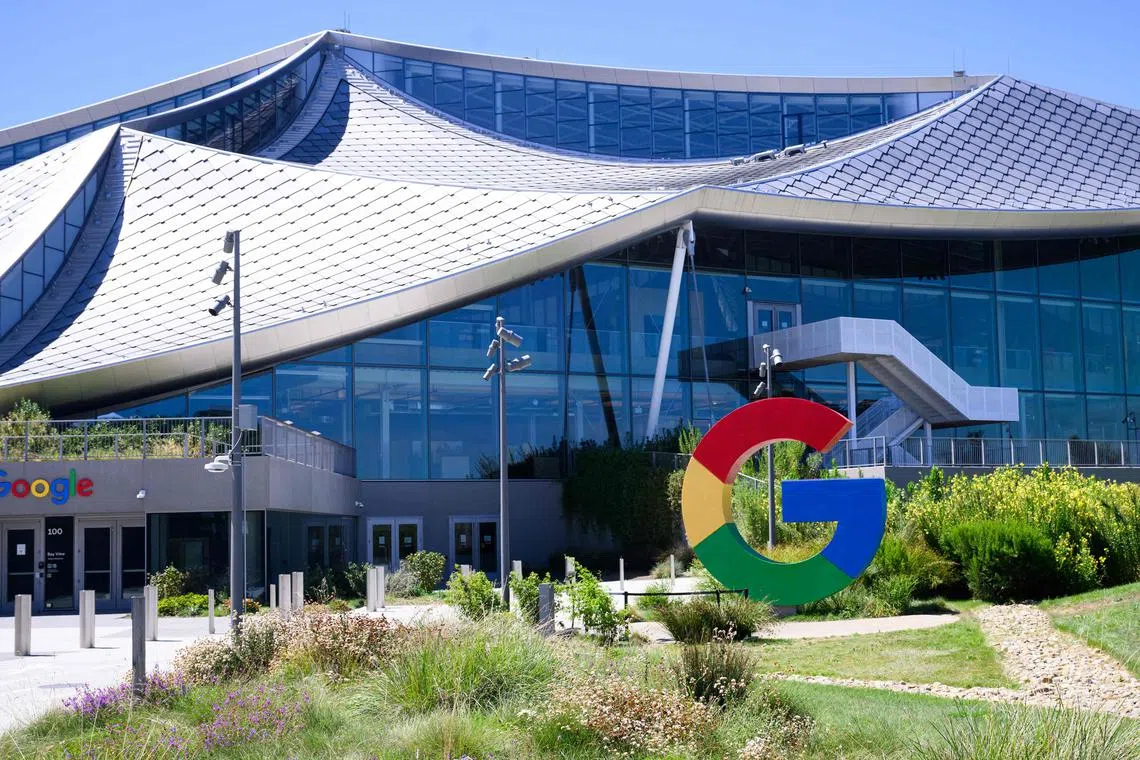 (FILES) A large Google logo is seen at Google’s Bay View campus in Mountain View, California on August 13, 2024. Google parent company Alphabet has stopped making diversity and inclusion a workplace priority, according to a filing on February 5, 2025 with US regulators. The internet giant's annual 10-K report, filed with the Securities and Exchange Commission (SEC), no longer contained a commitment to workplace inclusion and diversity that had been there the prior year. (Photo by Josh Edelson / AFP)