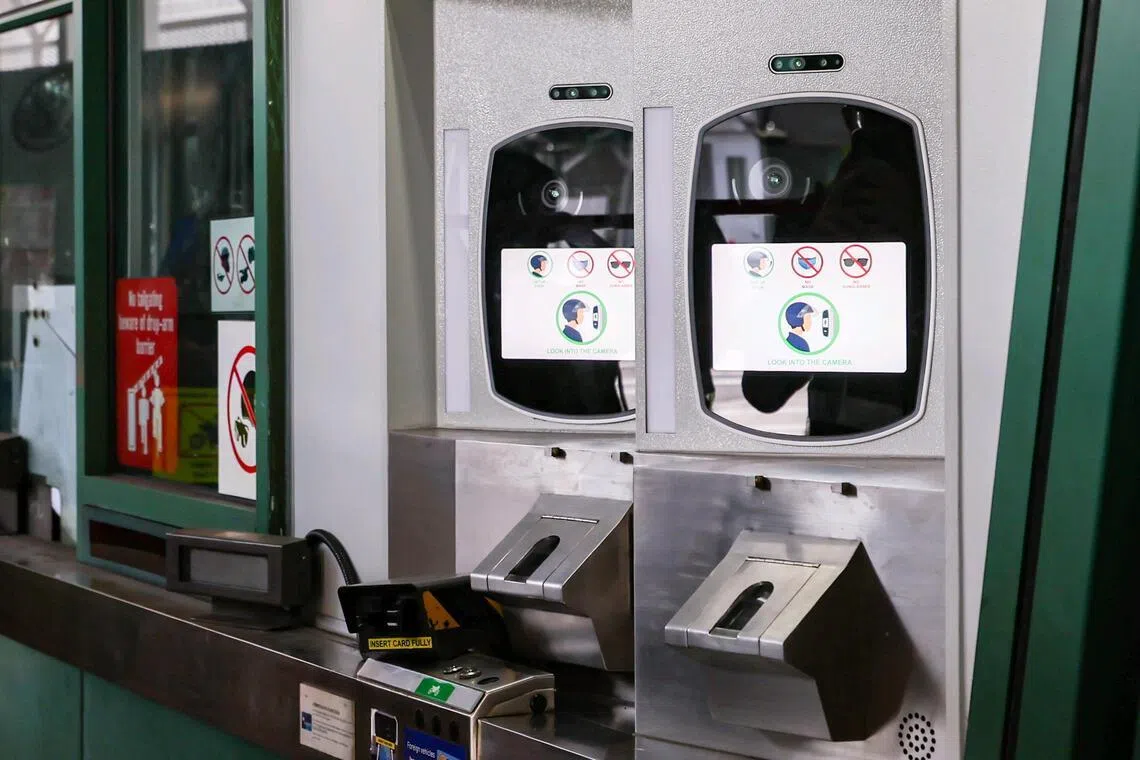 A close-up of the facial recognition clearance for motorcyclists and pillion riders at Woodlands Checkpoint on March 26.