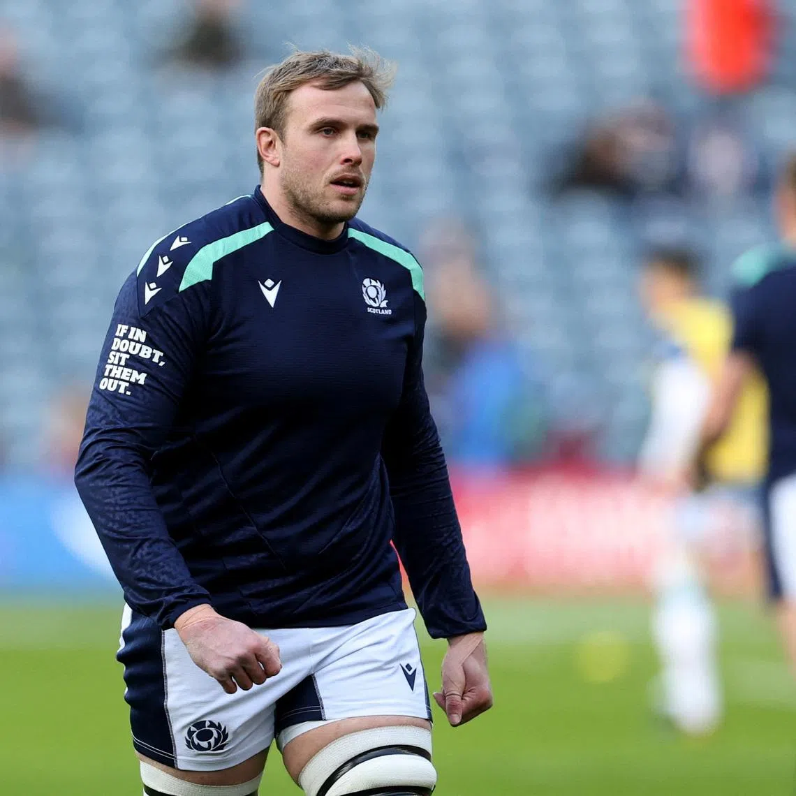 Rugby Union - Six Nations Championship - Scotland v Italy - Murrayfield Stadium, Edinburgh, Scotland, Britain - February 1, 2025 Scotland's Jonny Gray during warmup before the match. REUTERS/Russell Cheyne