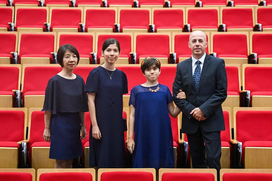 Ms Yuko Arai, Ms Sawako Evelyne Maury, Ms Ayano Justine Maury and Mr Frederic Andre Michel Maury after attending the New Singapore citizens annual ceremony at Singapore Institute of Management (SIM) Performing Arts Theatre on Aug 18, 2024.