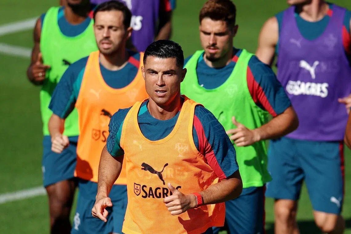 Portugal’s Cristiano Ronaldo during training on June 1.