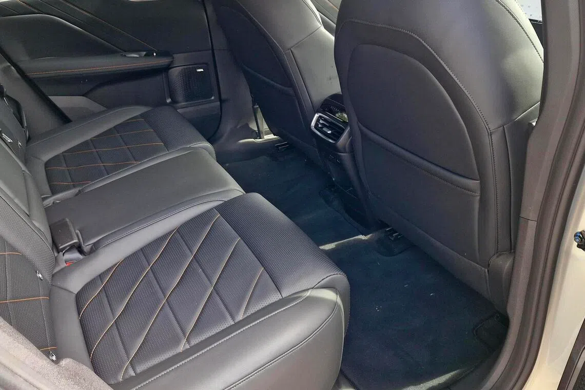 Ample space for legs and hips, but headroom on either side impinged by roof curvature.