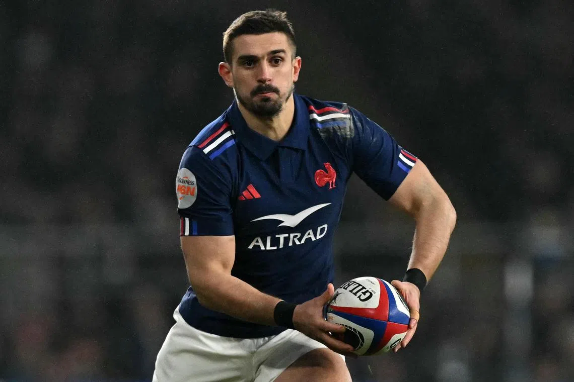 Thomas Ramos (above) has been moved to No. 10 to partner star man Antoine Dupont in the half-back positions for the Six Nations clash against Italy on Feb 23.