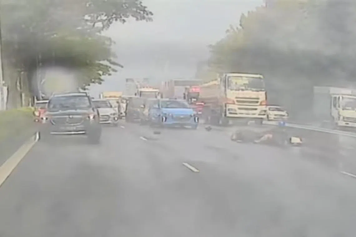 Four cars, one taxi and two motorcycles were involved in the pile-up.