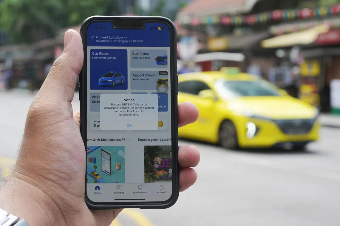 Some payment methods were unavailable on the ComfortDelGro ride-hailing app, prompting a notice to inform customers that PayLah, NETS, and Cabcharge are unavailable July 19, 2024.   