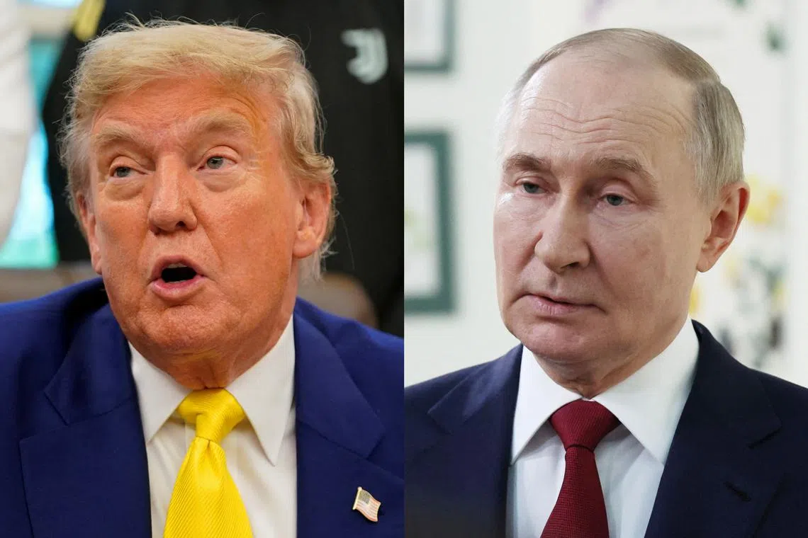 US President Donald Trump (left) told Russian counterpart Vladimir Putin to end his war in Ukraine before trying to mediate in the Israel-Iran conflict.