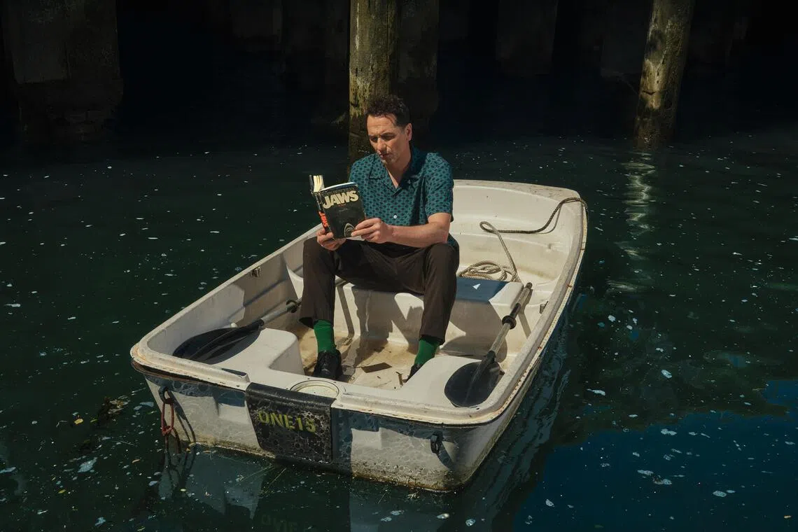 Matthew Rhys of Widow's Bay is on a boat. Barely