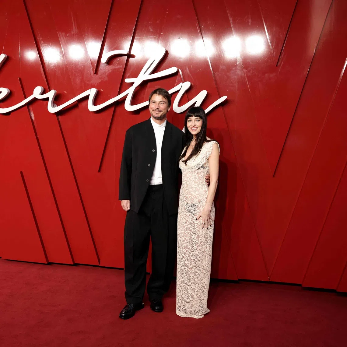 Actors Josh Hartnett and Dakota Johnson at Verity’s UK premiere on Sept 24.