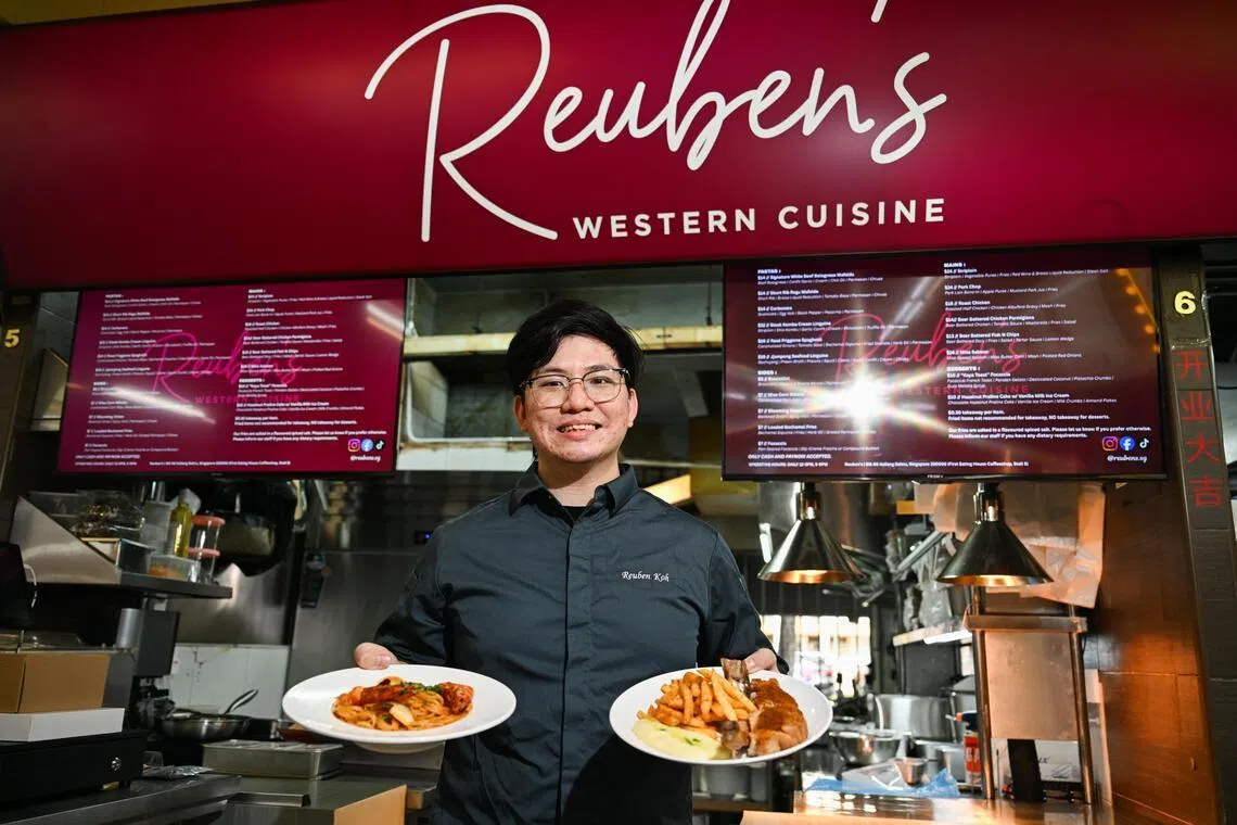 Reuben Koh opened Reuben’s at a coffee shop  in Kallang Bahru, where he serves restaurant-.