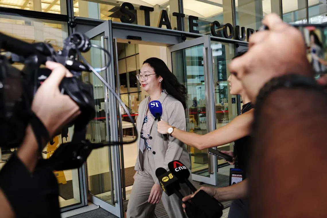 Former Workers' Party cadre Loh Pei Ying leaving at State Courts on Oct 17, 2024.