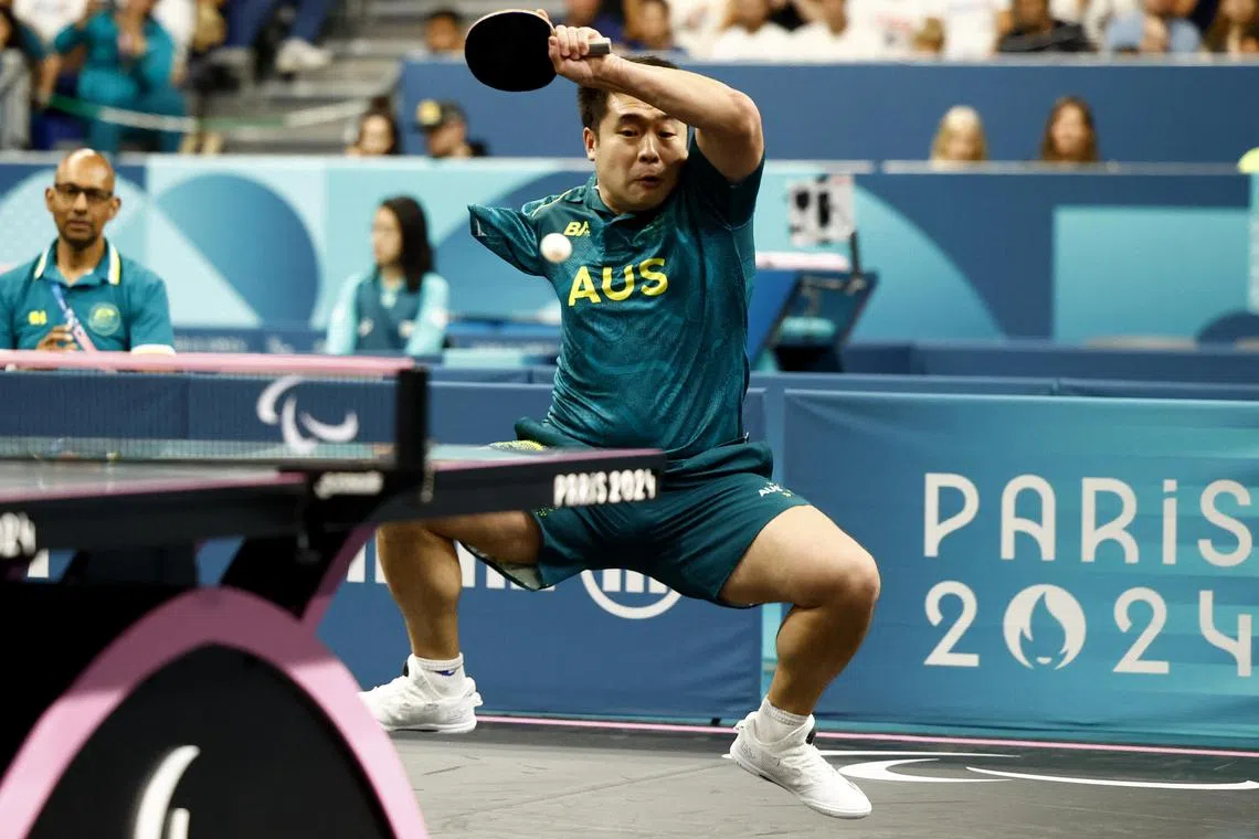 Ma Lin of Australia competing at the Paris Paralympics, where he won bronze.
