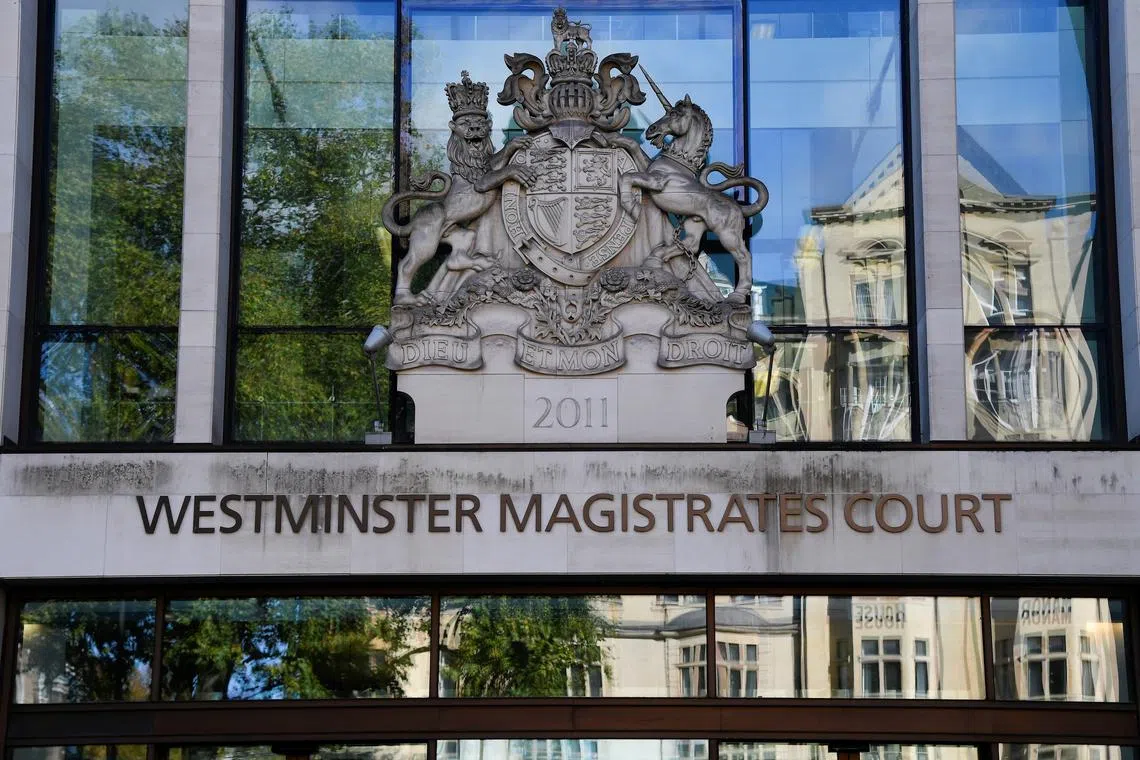 FILE PHOTO: A general view of Westminster Magistrates' Court in London, Britain, October 21, 2021. REUTERS/Toby Melville/File Photo