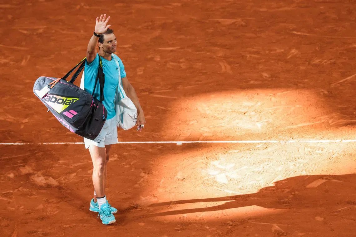 Spain's Rafael Nadal leaving the court after losing to Germany's Alexander Zverev in the first round of the French Open, on May 27.