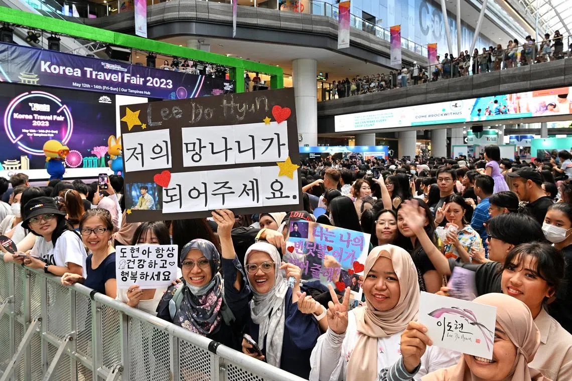 Fans of Korean actor Lee Do-hyun at the Korea Travel Fair at Our Tampines Hub, 13 May 2023.