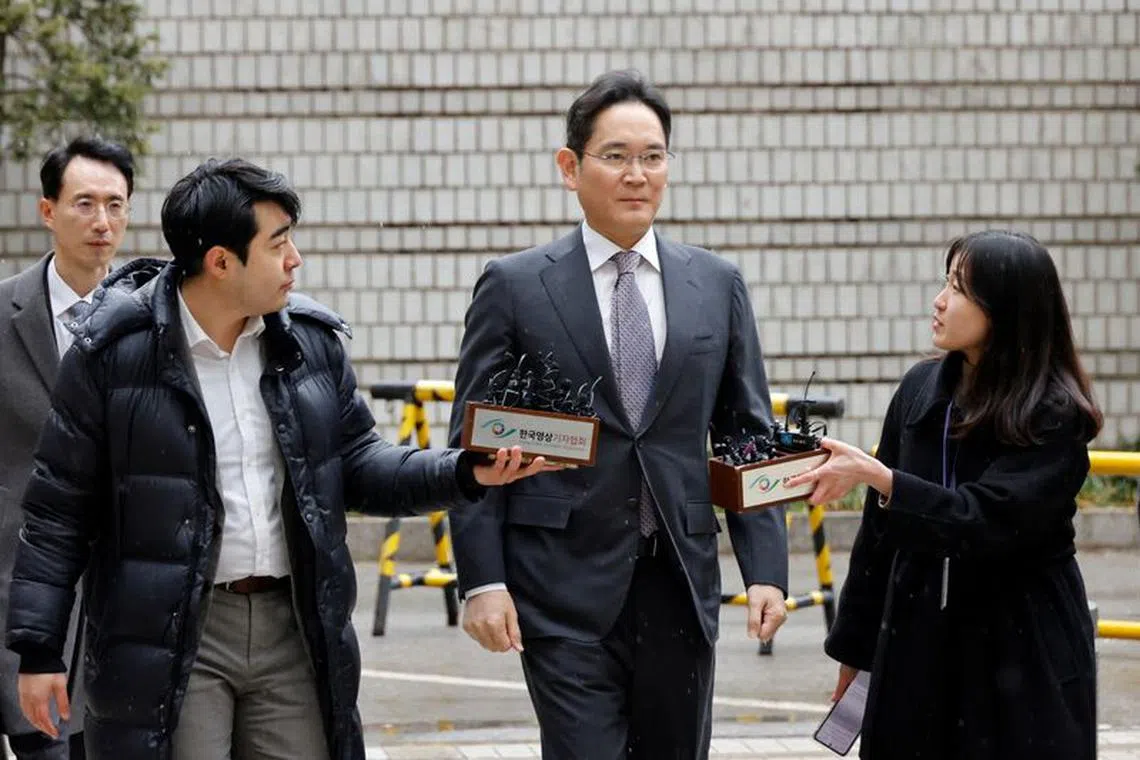 Samsung Electronics Chairman Jay Y. Lee arrives at a court in Seoul, South Korea, February 5, 2024. REUTERS/Kim Soo-hyeon