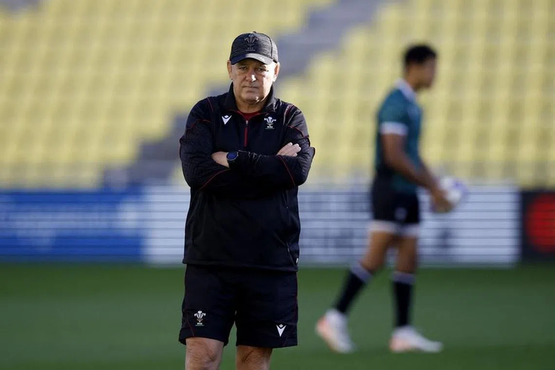 FILE PHOTO-Rugby Union - Rugby World Cup 2023 - Wales Training - The Stade de la Beaujoire, Nantes, France - October 6, 2023 Wales head coach Warren Gatland during training REUTERS/Stephane Mahe/File Photo