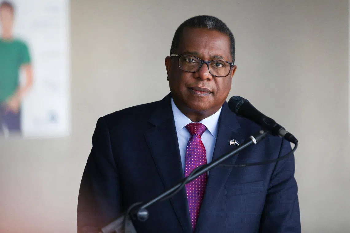 FILE PHOTO: United States Assistant Secretary of State for Western Hemisphere Affairs Brian A. Nichols listens to a question during a news conference, in San Salvador, El Salvador October 27, 2023. REUTERS/Jose Cabezas/File Photo