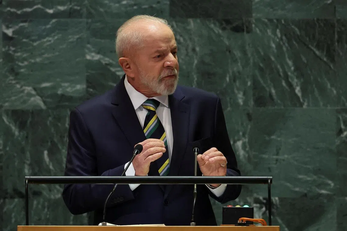 Brazil's President Luiz Inacio Lula da Silva addresses the 79th United Nations General Assembly at U.N. headquarters in New York, U.S., September 24, 2024.  REUTERS/Mike Segar