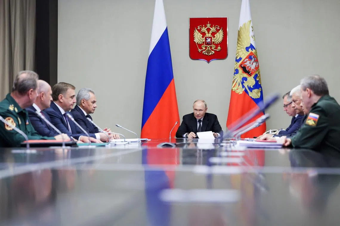 President Vladimir Putin holds a televised meeting on a massive Ukrainian incursion into Russian territories.