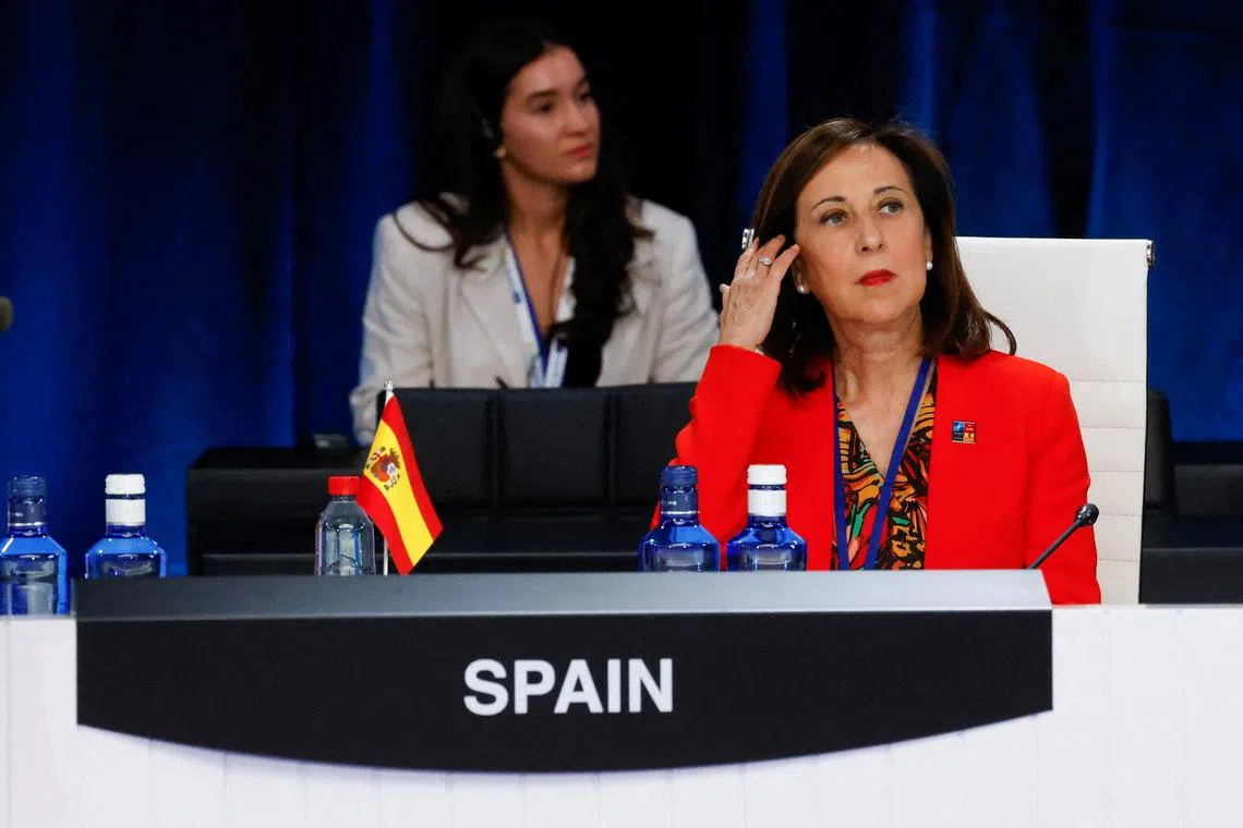 FILE PHOTO: Spanish Defence Minister Margarita Robles attends a roundtable discussion of Women Foreign and Defence Ministers from Allied countries, during a NATO summit in Madrid, Spain June 29, 2022. REUTERS/Yves Herman/File Photo