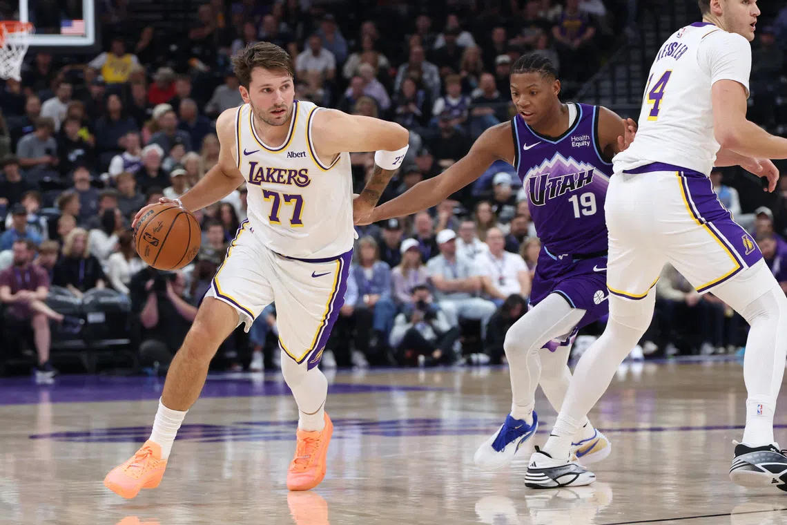 Los Angeles Lakers guard Luka Doncic is averaging 34.3 points, eight assists and 7.3 rebounds in three games.