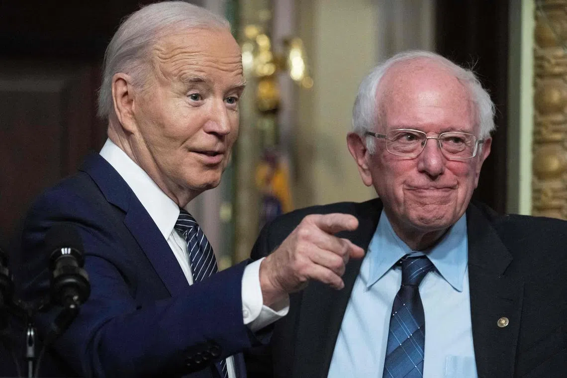 Mr Sanders’ (right) column comes amid growing calls from Democratic officials and donors for 81-year-old Mr Biden (left) to step aside in the US presidential race.