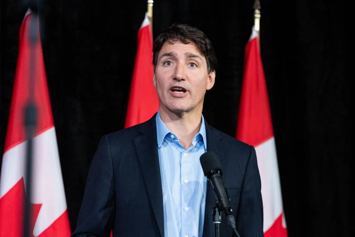 Prime Minister Justin Trudeau announcing that Canada will impose new tariffs on Chinese-made electric vehicles, aluminum and steel.