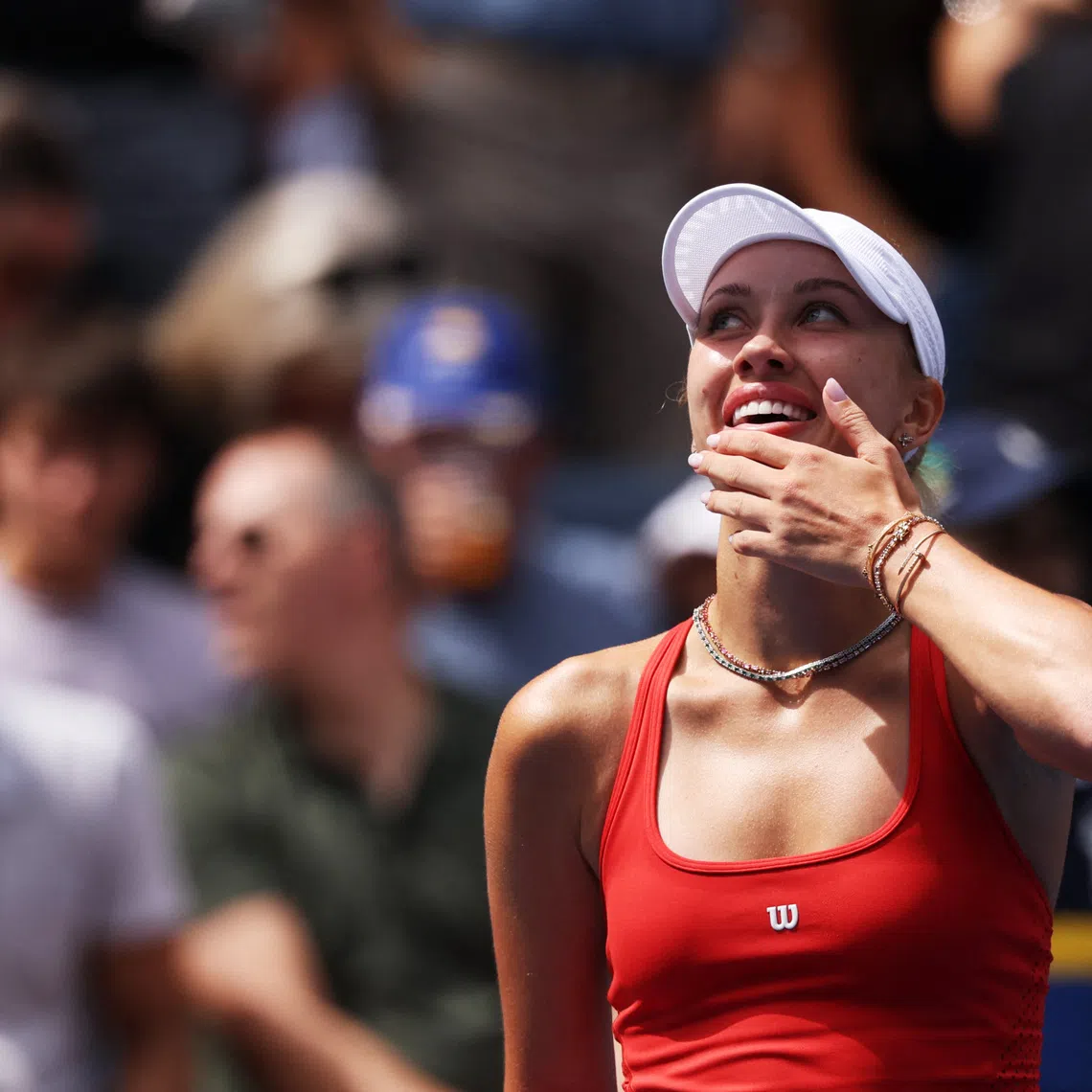 Tennis - U.S. Open - Flushing Meadows, New York, United States - September 5, 2026 Austria's Anastasia Potapova celebrates winning her third round match against Amanda Anisimova of the U.S. IMAGN IMAGES via Reuters/Geoff Burke