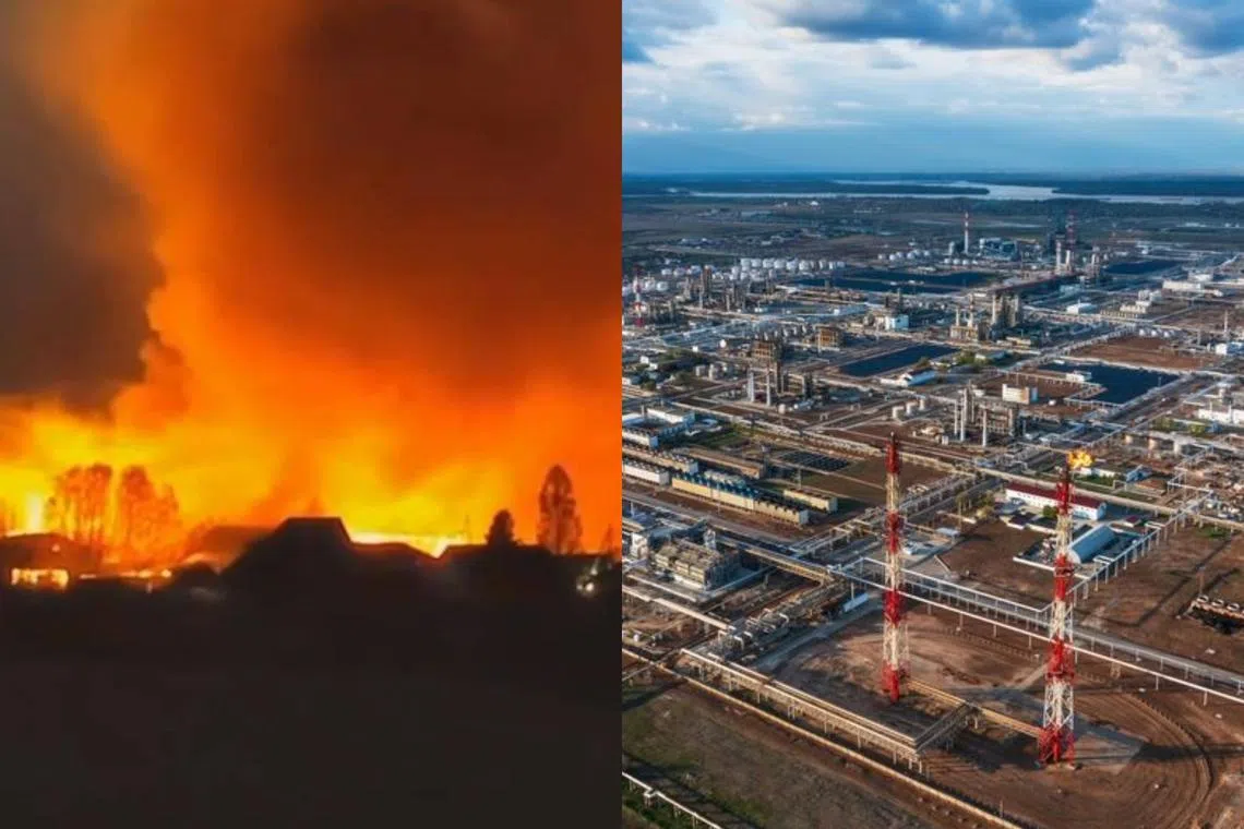 Russian officials said a fire had been extinguished at the Lukoil refinery following a drone attack, while company officials  later said the plant was working as normal.